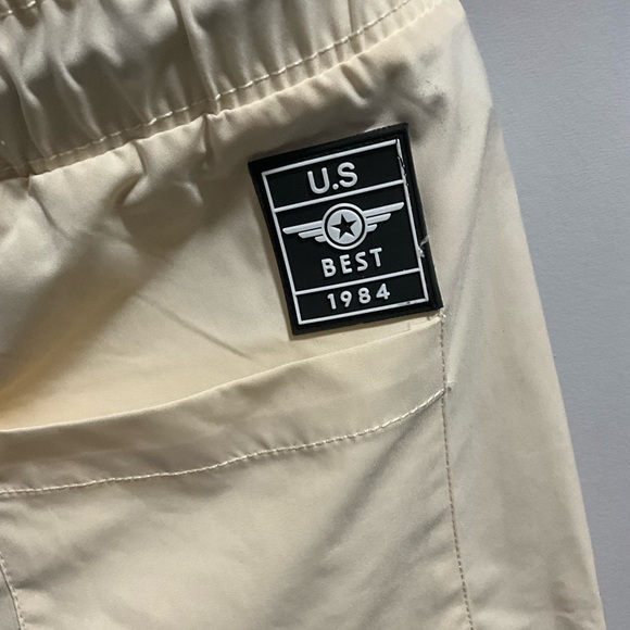 New-Jump Start Men's SZ M Cream,Pocketed Drawstring Athletic Shorts Strech SLOW - Picture 3 of 11